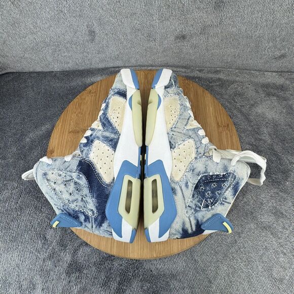 Nike Air Jordan 6 Retro Shoes Youth Size 4Y Washed Denim Patchwork DM9045-100 - Picture 6 of 10